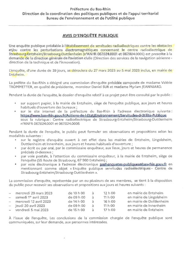 AVIS D'ENQUETE PUBLIQUE