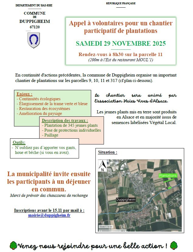 ENVIRONNEMENT : APPEL A VOLONTAIRES POUR UN CHANTIER PARTICIPATIF DE PLANTATIONS