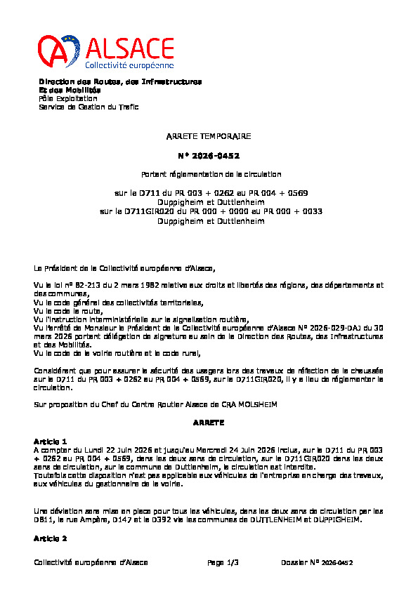 TRAVAUX DE REFECTION DE LA CHAUSSE SUR LA D711