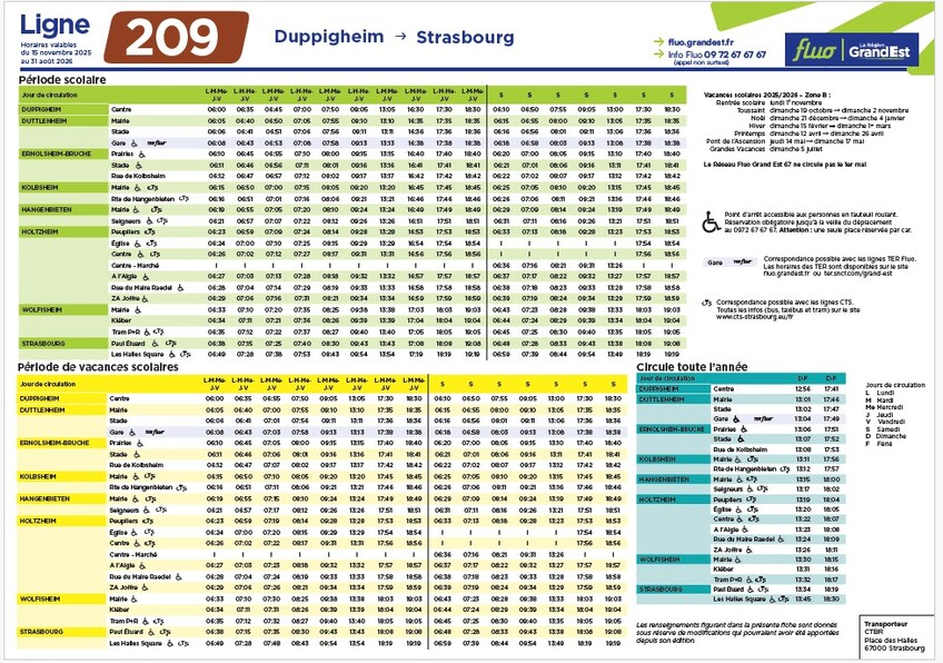 FICHES HORAIRES TRANSPORTS 67