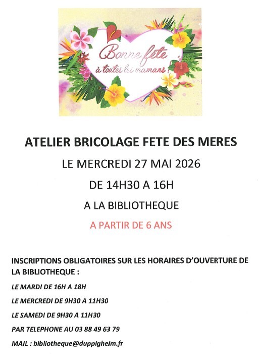 ATELIER BRICOLAGE FETE DES MERES
