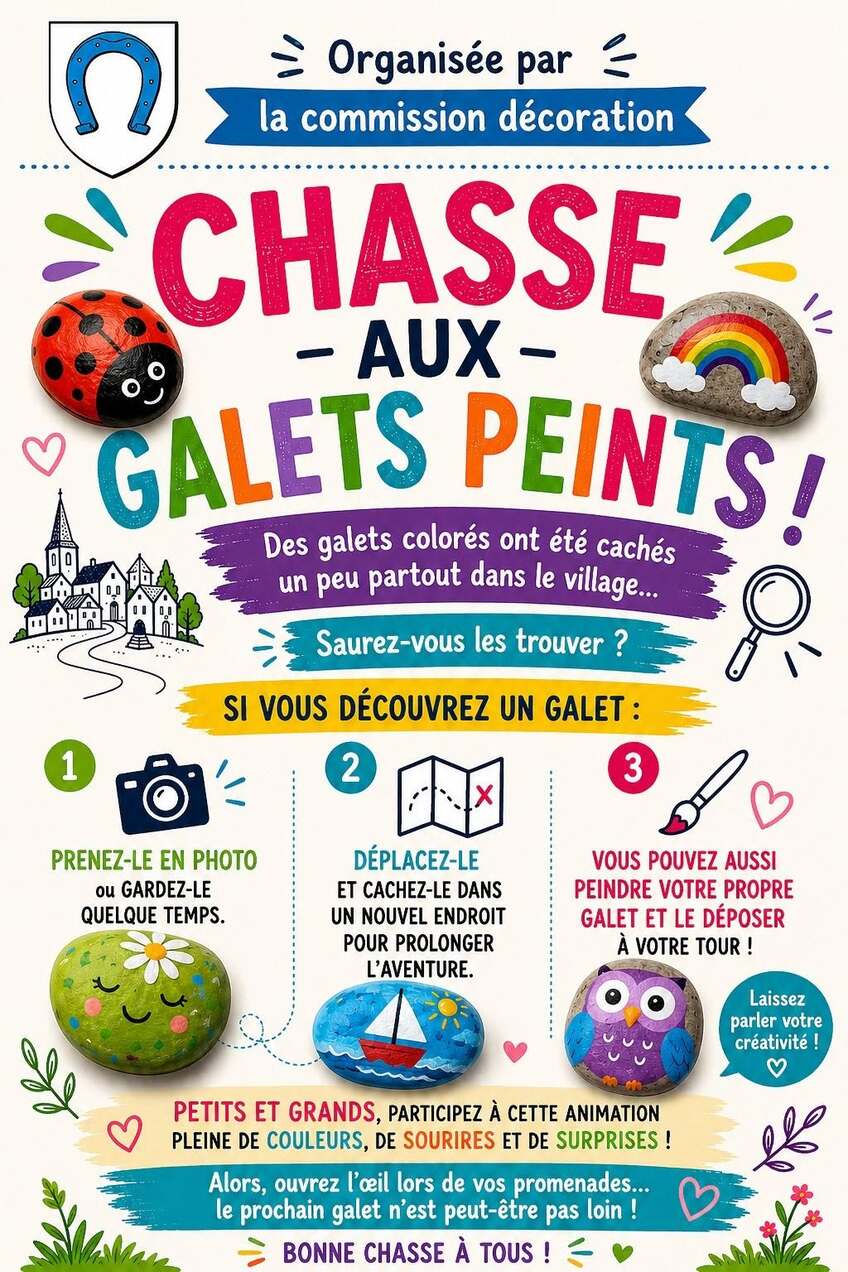 CHASSE AUX GALETS PEINTS